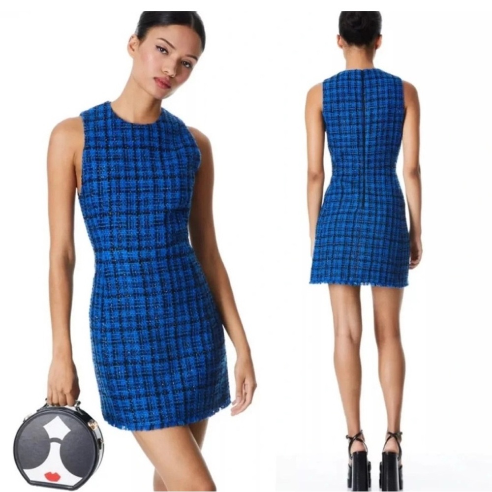 Alice + Olivia Vibrant Blue Plaid Mini Dress